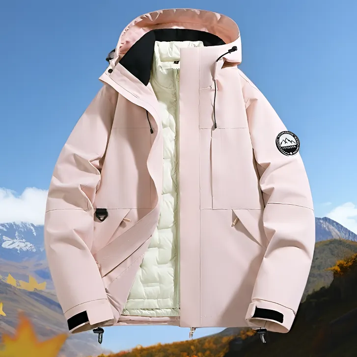 爆款情侣款两件套羽绒款连帽冲锋衣保暖摇粒绒冲锋衣