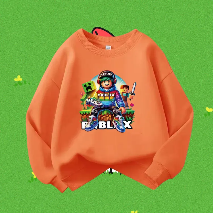 roblox卡通衣服男童女童春秋圆领卫衣儿童长袖上衣外套纯棉童装潮