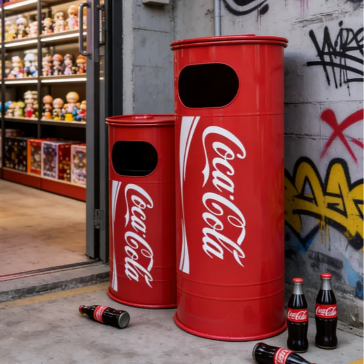 可口可乐垃圾桶汽油桶易拉罐网红创意工业风大容量带盖高颜值商用