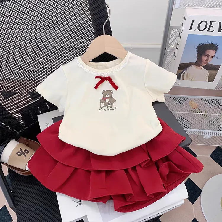 1779女童套装夏装新款洋气女宝宝短袖t恤儿童公主裙裤两件套夏季