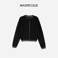 MADRCOUE 圆领双色拼接单排扣长袖毛衣603438