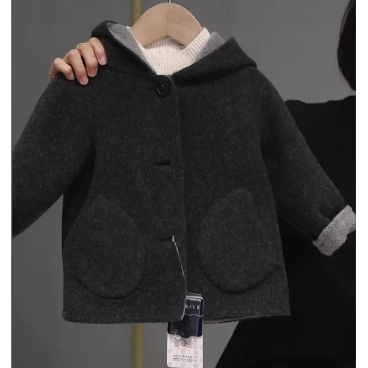 【双面穿双面呢外套】婴儿童上衣服男童女宝宝春秋冬大衣女童J28