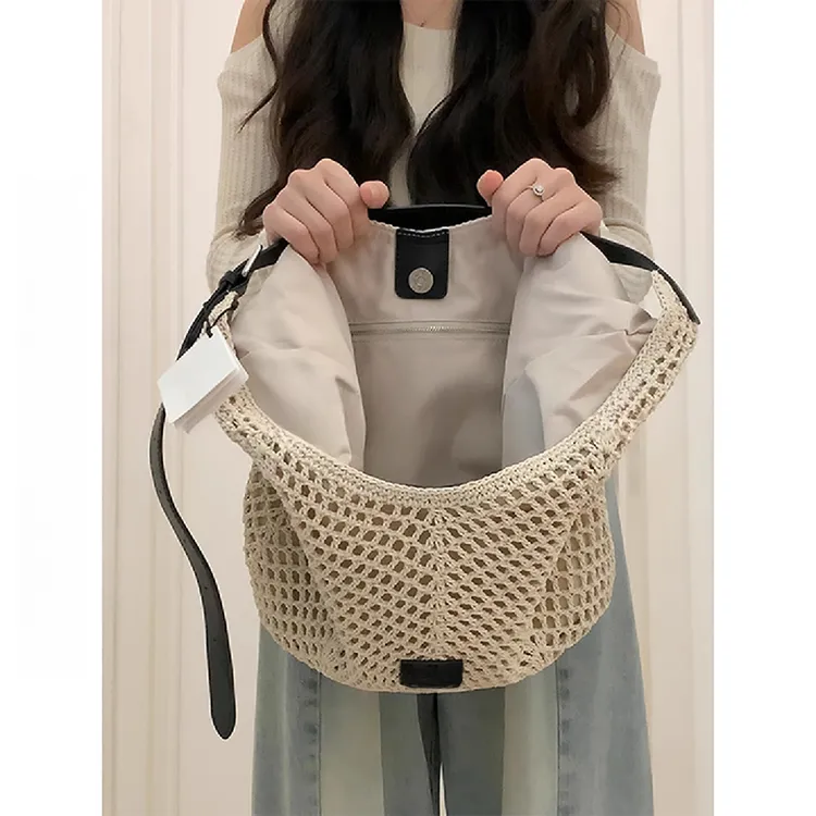 海边度假沙滩编织包包女2025新款夏季大容通勤百搭单肩斜挎水桶包