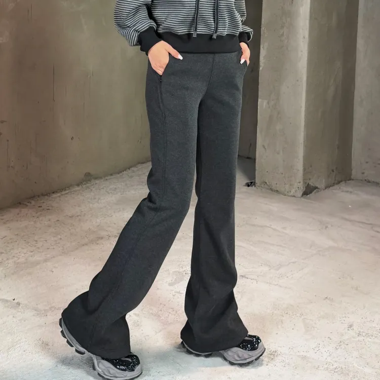 MUBINE双十二福利款美式辣妹风洋气休闲高腰加绒微喇裤25319