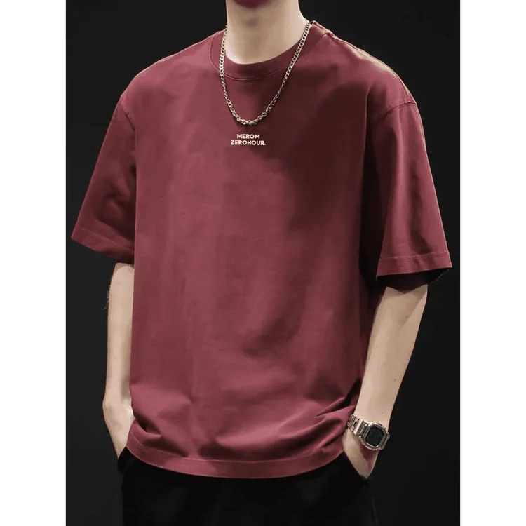 【两件装】圆领T恤上衣时尚半袖印花男装男士男生潮流休闲短袖T