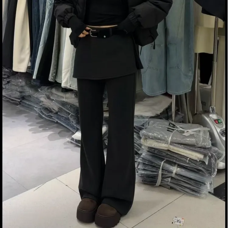2025高腰休闲时尚裤女神喇叭屁帘裤百搭春秋冬长裤高腰气质宽松