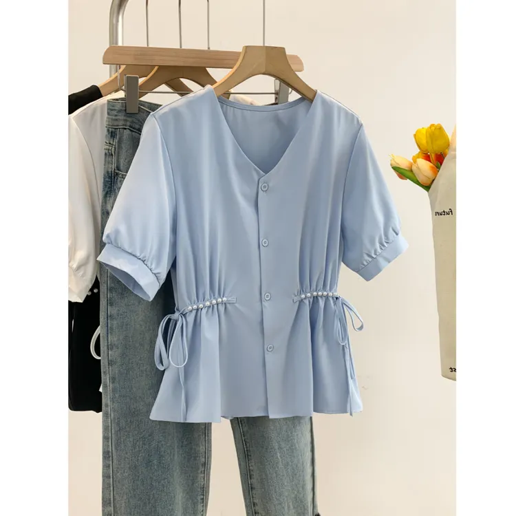 A2526短袖女款爆款2025年新款上衣女加宽加大女装大码衬衫打底衫