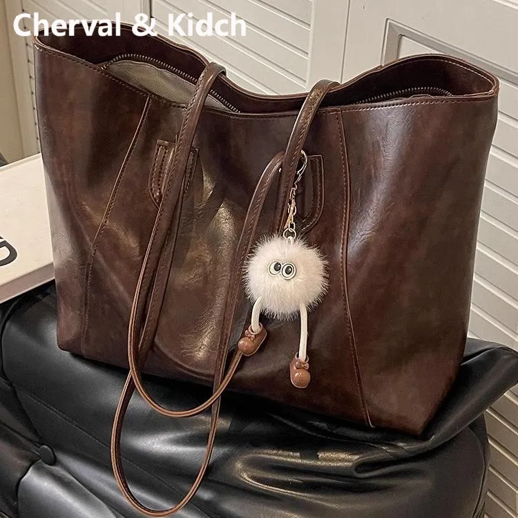 Cherval&Kidch大容量包包女式2025新款复古单肩托特包通勤真皮包