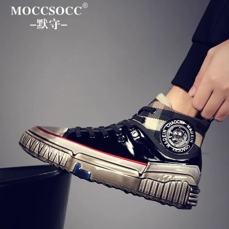 MOCCSOCC板鞋男款厚底增高鞋轻奢潮流痞帅男鞋时尚百搭休闲运动鞋