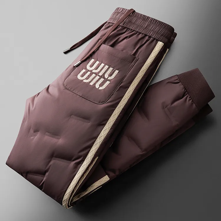 Fervemore费韦戈摩冬季时尚撞色拼接织带加厚保暖户外休闲羽绒裤