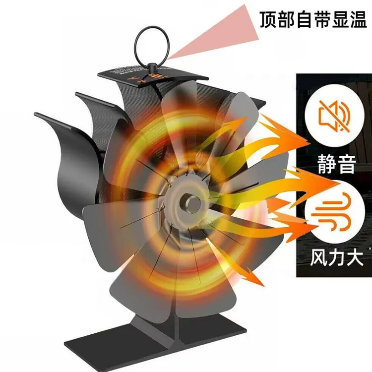 新款八叶大风力热动力热能风扇带温控暖风好露营钓鱼壁炉煤油炉