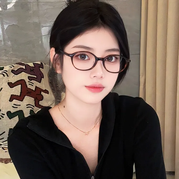 【5号】书呆子椭圆框爆款中高度近视可配度数复古鼻托玳瑁52-18-39