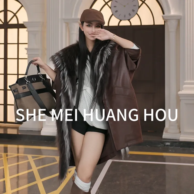 （顶流）原创设计师款稀有狐狸毛彩狐皮草派克鹅绒中长款外套25188