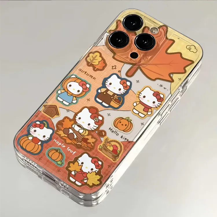 可爱枫叶Kitty猫适用iPhone17手机壳华为荣耀透明VIVO创意OPPO软