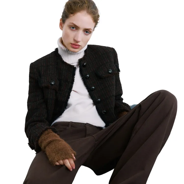 MANGO短外套秋季法式秋冬小香风女士上衣