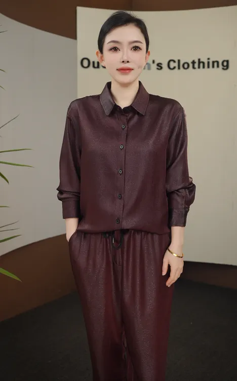 《香云纱》桑蚕丝高端休闲商务中老年男士油皮老料衬衫衬衣