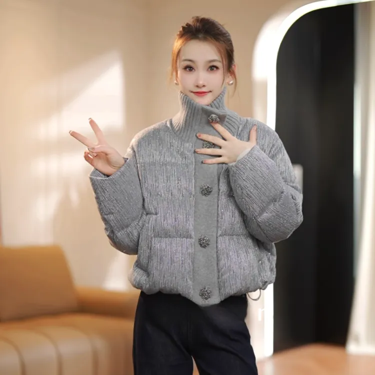 珩绣银河系新年战袍 2025亮闪小香圆领羽绒外套88211-1