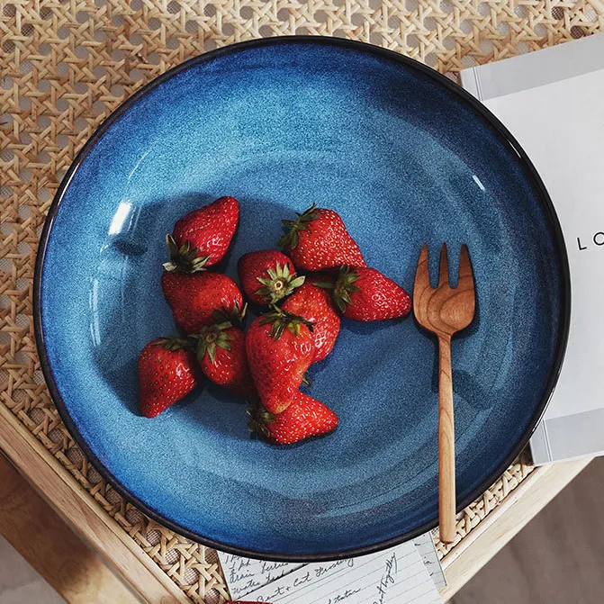 A41 4个装窑变釉大菜碗9英寸汤盘厚实菜碗深盘子陶瓷餐具大碗微瑕