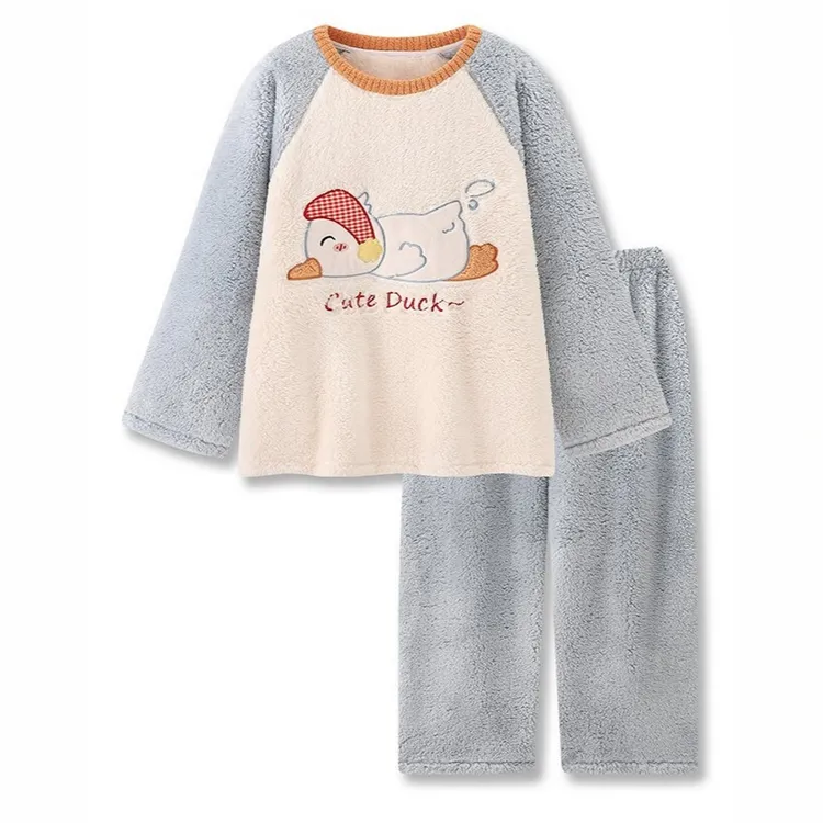 2025新款珊瑚绒睡衣女款保暖秋冬季可外穿可爱卡通家居服冬天套装