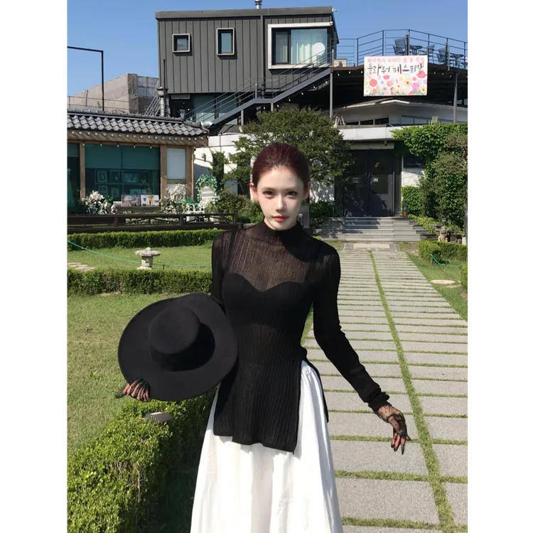 法式气质女神夏季纯欲风修身显瘦性感罩衫御姐上衣配半身裙两件套