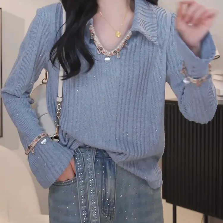 高级手工定制绒感衬衫女2025春季新款气质长袖时尚百搭打底上衣