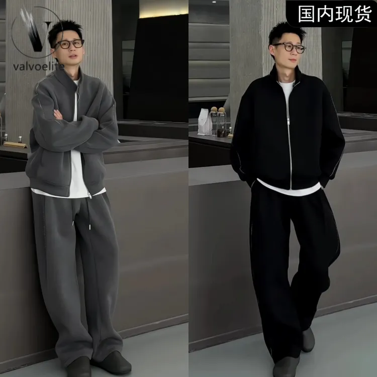 韩版潮牌早秋时尚休闲运动套装男拉链卫衣长裤两件套帅气百搭套装