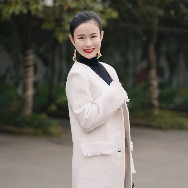 小香风长款绵羊毛大衣洋气毛呢中长款短款时尚女孩保暖