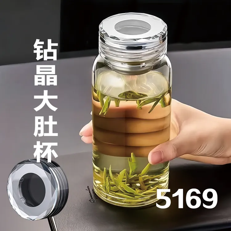 高硼硅水晶玻璃杯M169单层加厚花茶杯车载办公时尚水杯仙女水杯