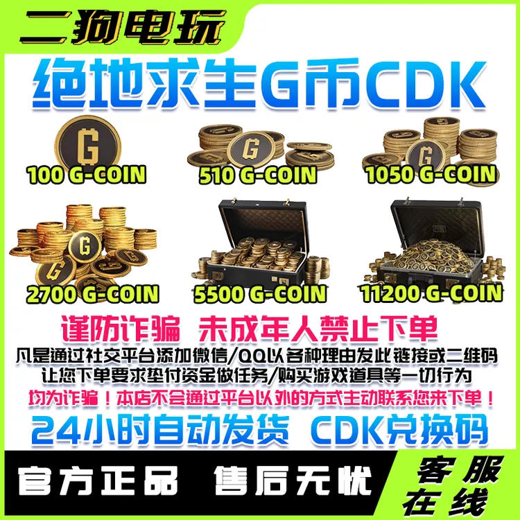 绝地求生 PUBG G币 吃鸡 金币 steam游戏G-coin GBCDK兑换码