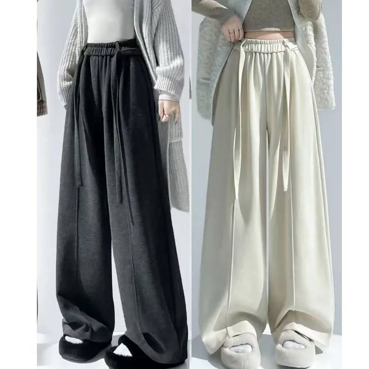 【麦麦专属】【羊绒毛呢】复古弯刀裤女秋冬宽松加绒加厚休闲阔腿裤