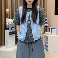 2025秋季新款女装显瘦简约气质无袖软牛仔马甲女B229