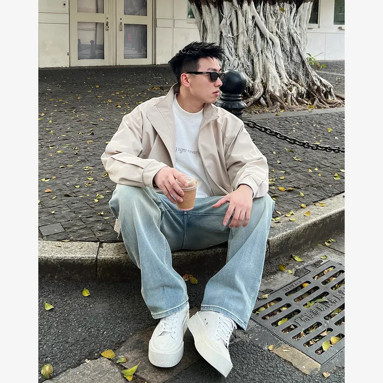 YIHAO STUDIO秋季男款休闲夹克时尚百搭宽松立领短款外套