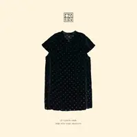 OYBN欧阳贝妮【小黑莓】微胖大码新中式丝绒设计波点短袖上衣6064