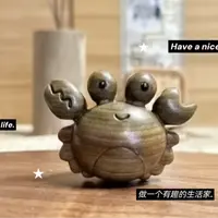 绿檀螃蟹可爱摆件