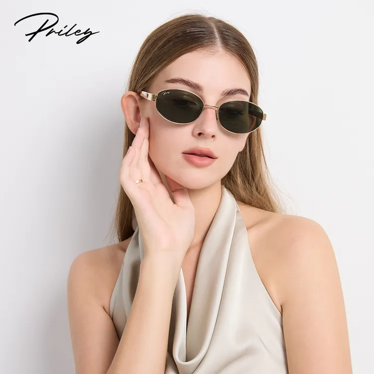 PRILEY新品轻奢太阳镜老钱风椭圆大小姐墨镜七夕礼物Chloe