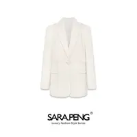 SARA.PENG经典大牌｜秋冬季羊毛拼蕾丝单扣休闲西装外套｜1D168462