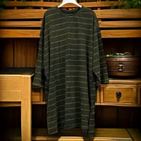 细条纹做旧炒色下摆凹版圆领衫2025春季新款长袖针织休闲中长款