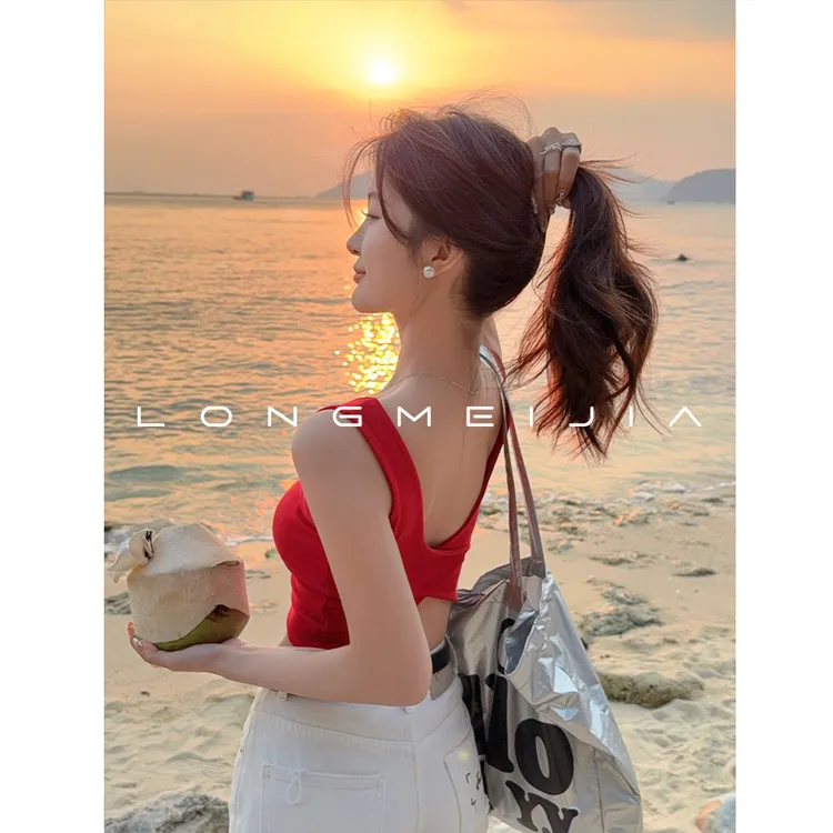 红色带胸垫吊带女内搭2025新款设计感辣妹绝美背心打底上衣外穿夏