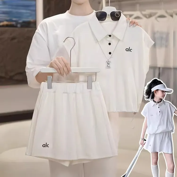 女童POLO衫无袖短裤套装2024夏季学院风运动夏装休闲T恤短裙裤8