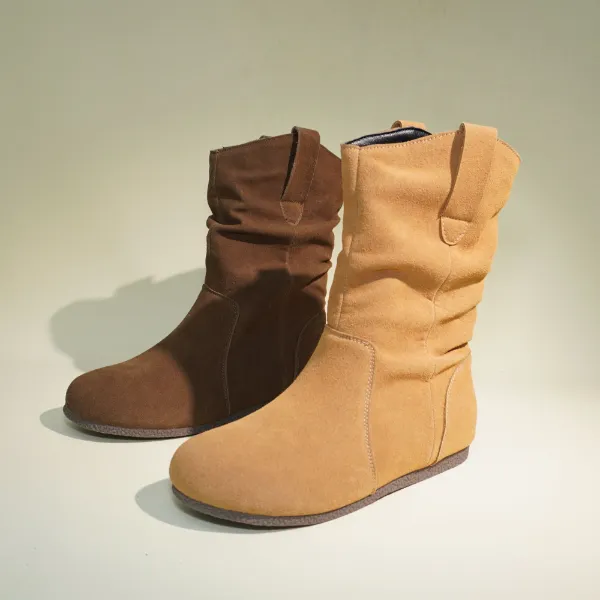 勃肯堆堆靴女真皮短靴女加绒勃肯靴秋冬新款平底百搭短筒5002