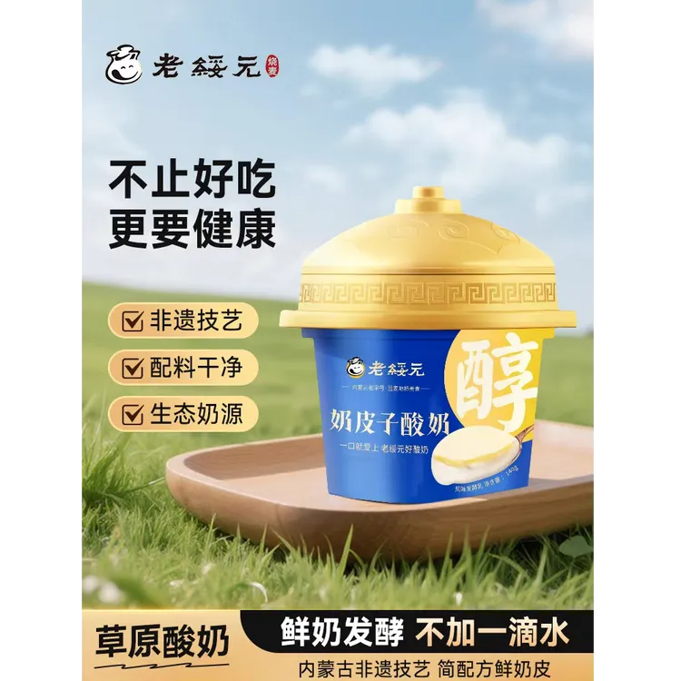 【新品】老绥元内蒙古鲜奶皮子酸奶特产奶制品生牛乳早餐老酸奶