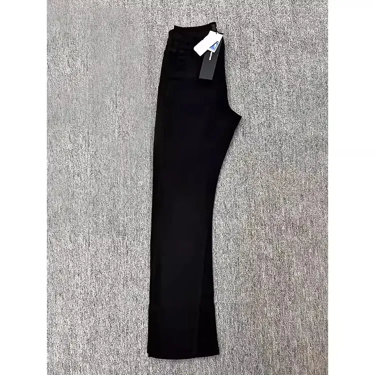 黑色柳叶弯刀牛仔裤男款直筒修身显瘦裤子美式高街vibe提档微喇裤