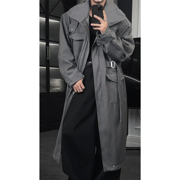 秋季新款潮流复古通勤风猎装高级感宽秋季男士中长通勤风衣