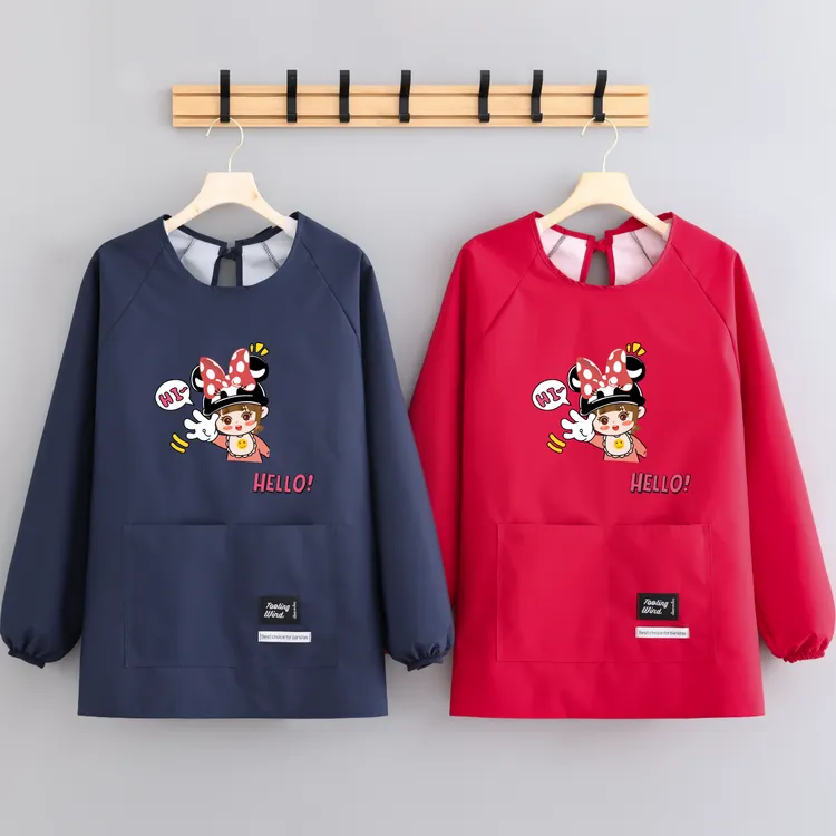 长袖短款舒适防水耐穿围裙小个子厨房做饭防油罩衣定制logo工作服