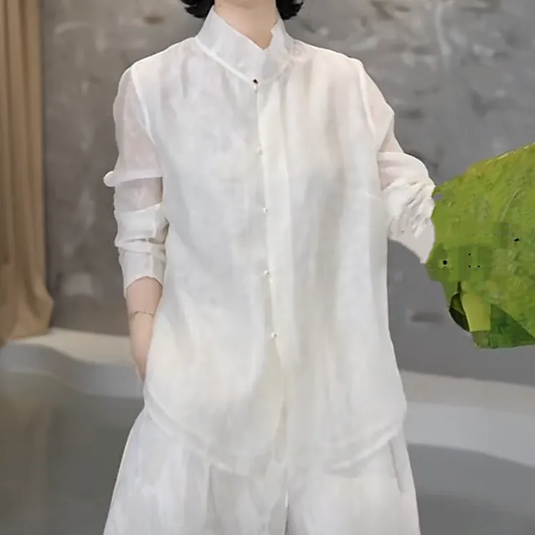 “摇曳”2026早春新款新中式国风双层盘扣花苞领气质百搭衬衫上衣