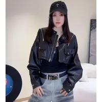 RUYIFASH肩拉链短款皮外套