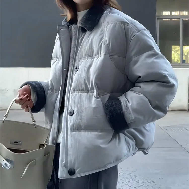 2025冬季新款巨好看爆款翻领白鸭绒羽绒服女小个子短款保暖外套潮