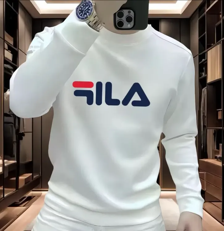 秋季新款时尚潮牌休闲男士百搭字母印花卫衣修身弹力圆领