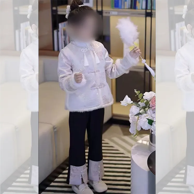 女童拜年服套装冬装2025新款加绒加厚棉袄国风刺绣中式复古唐装潮