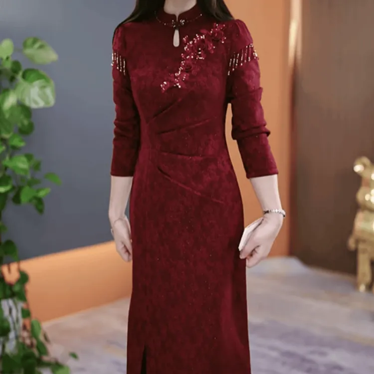  B591【连衣裙】2025秋季新款时尚高端韩版气质修身显瘦减龄连衣裙